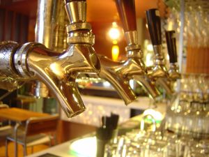 Beer taps in a bar