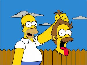 Homer Simpson with the head of Ned Flanders