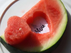 Dedication of love in a watermelon
