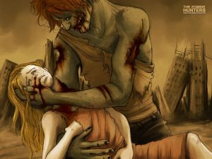 Zombie with his victim