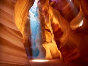 Crepuscular rays in Antelope Canyon