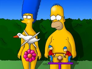 Homer and Marge (almost) naked