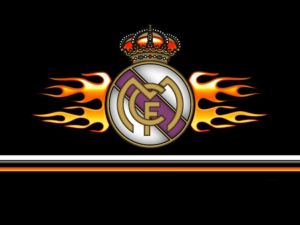 Shield of Real Madrid in flames