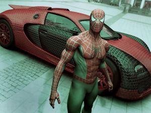 Spider-Man and his car