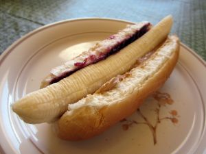 Hot dog with banana