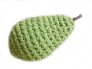 A crochet pear