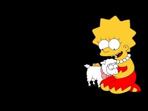 Lisa Simpson with a sheep