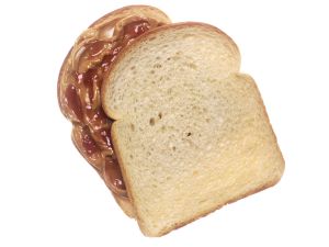 Slices of bread with peanut butter and jam