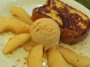 French toast, pear and ice cream