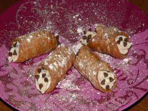 Cream filled cannoli with chocolate chips