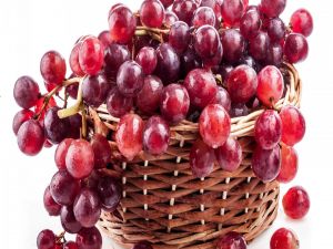Bunch of grapes in a basket