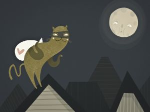 A thief cat watched by the moon