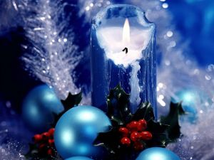 Blue Christmas candle