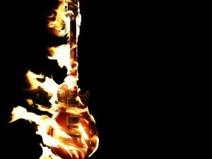 Electric guitar on fire