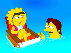 Lisa and Nelson in the pool