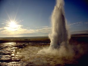 Eruption of a geyser in Iceland