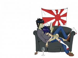 Gorillaz, on the couch