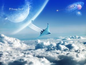 Spaceship in a dreamy world