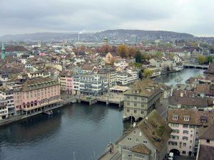 Limmat River in the old town of Zurich