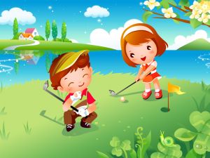 Children playing golf