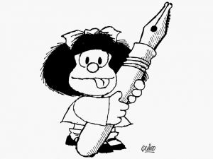 Mafalda holding a pen