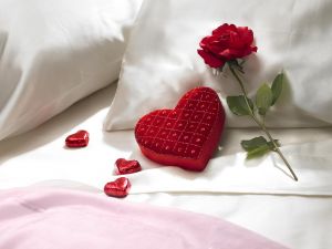 Rose and heart on the pillow