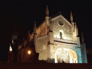 Night view of Church of San Jeronimo in Madrid (Spain)