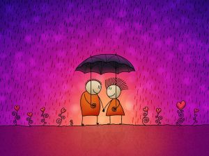 Lovers in the rain
