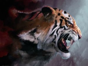 Tiger roaring