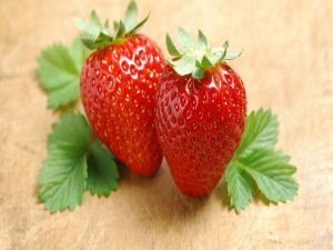 Two red strawberries