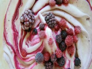 Frozen yogurt with red berries