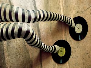 Striped stockings and records