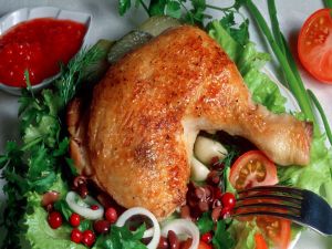 Roast chicken with salad