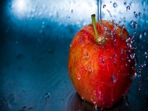 Washing an apple