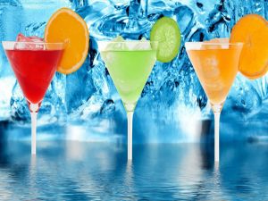 Cocktails in three colors and flavors