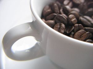 Cup with coffee beans