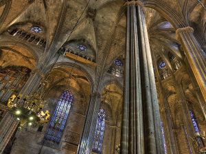 Interior of the Cathedral of the Holy Cross and Saint Eulalia, in Barcelona