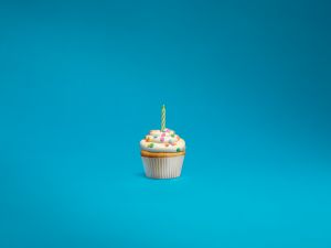 Cupcake with a birthday candle