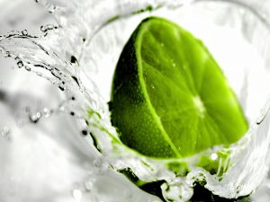 Half a lime in the water