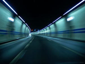 Road passing through a tunnel
