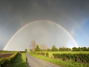 Rainbow on a road