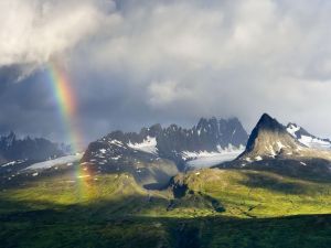 Small rainbow in the mountains