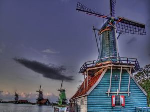 Colored windmills in Holland