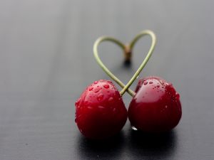Cherries forming a heart