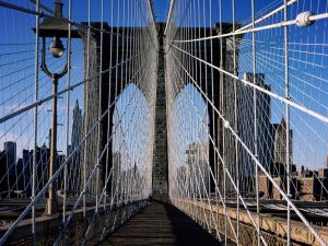 Walking on the Brooklyn bridge