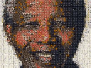 Mosaic with the face of Nelson Mandela