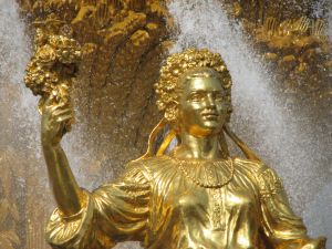 Golden statue in a fountain