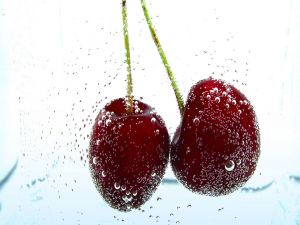 Two cherries in water