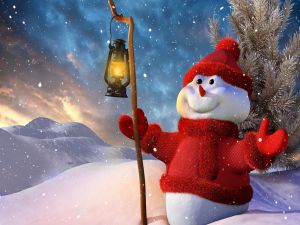 Snowman waiting the Christmas