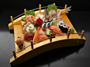 Delicate presentation of Japanese food